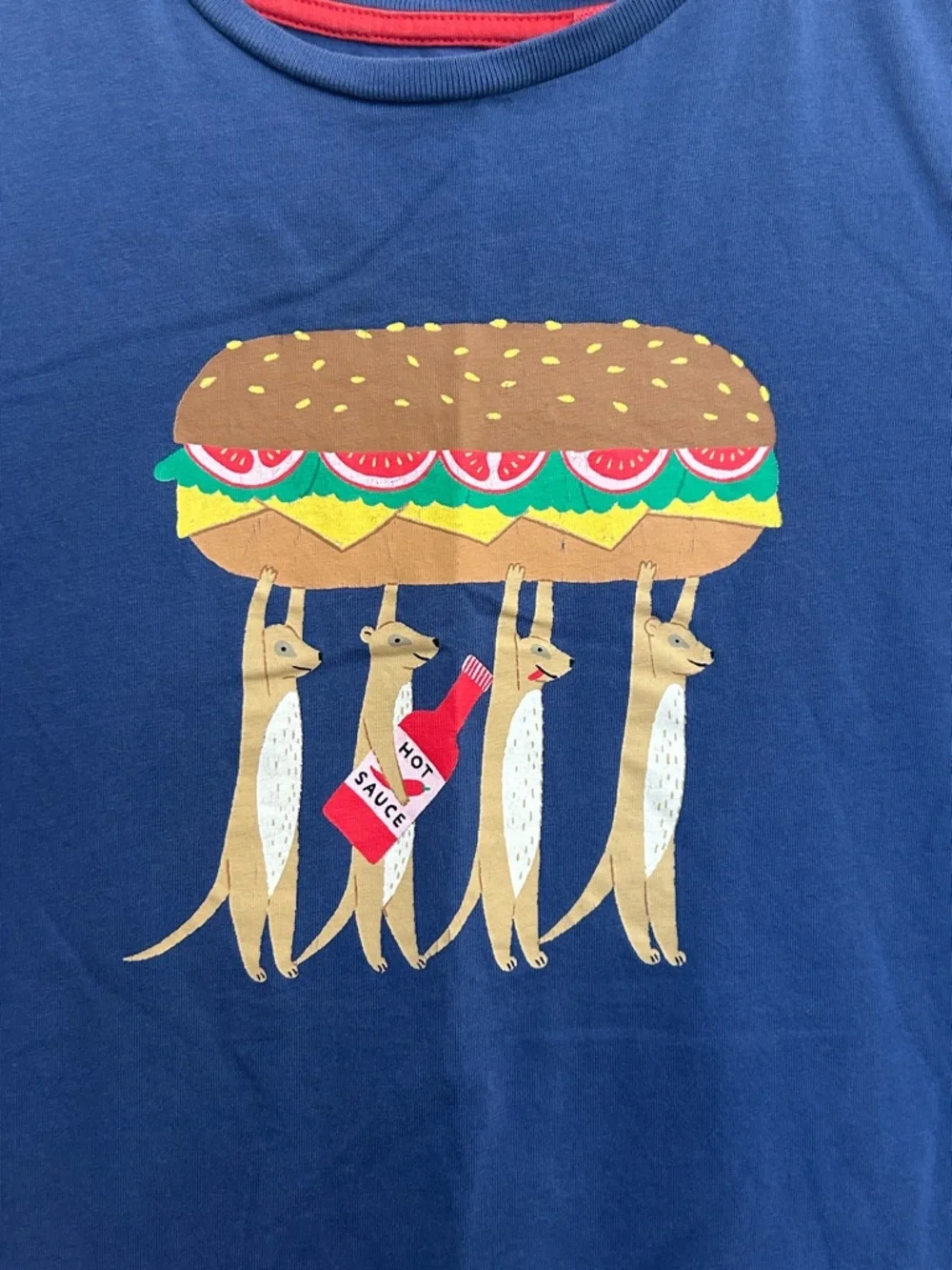 Mini Boden Navy Meerkat Sandwich Print Tee Size 11 12 - Picture 2 of 4